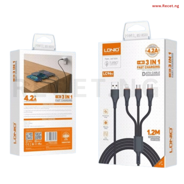 Ldnio LC96u 3-in-1 1.2m Fast Charging Cable